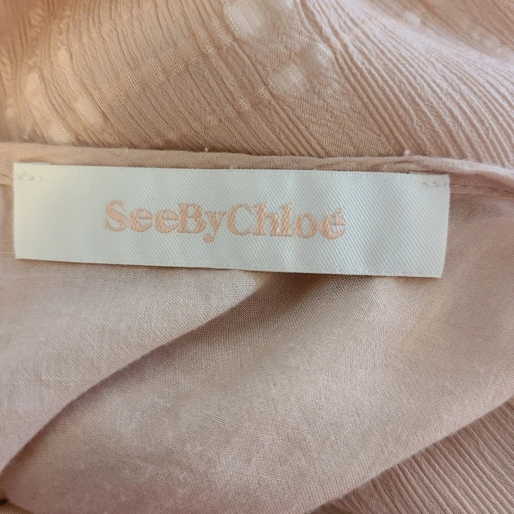 See By Chloe Ruffle Tie Neck Mini Smoky Pink Mini Dress - Picture 10 of 11